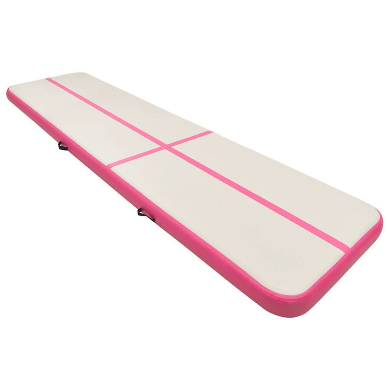Afbeelding laden in galerijviewer, Vidaxl gymnastiekmat met pomp opblaasbaar 600x100x20 cm pvc roze
