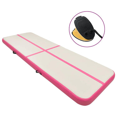 Vidaxl gymnastiekmat met pomp opblaasbaar 700x100x20 cm pvc roze