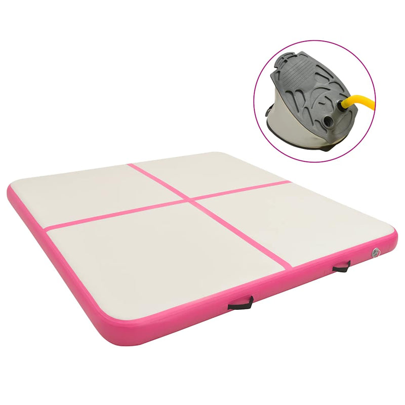 Afbeelding laden in galerijviewer, Vidaxl gymnastiekmat met pomp opblaasbaar 200x200x20 cm pvc roze
