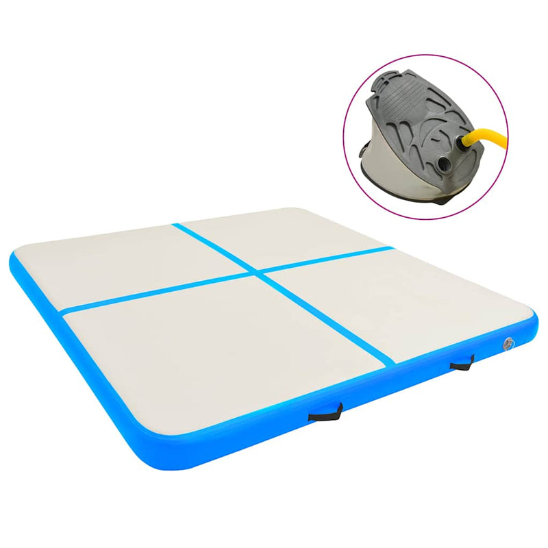Afbeelding laden in galerijviewer, Vidaxl gymnastiekmat met pomp opblaasbaar 200x200x20 cm pvc blauw
