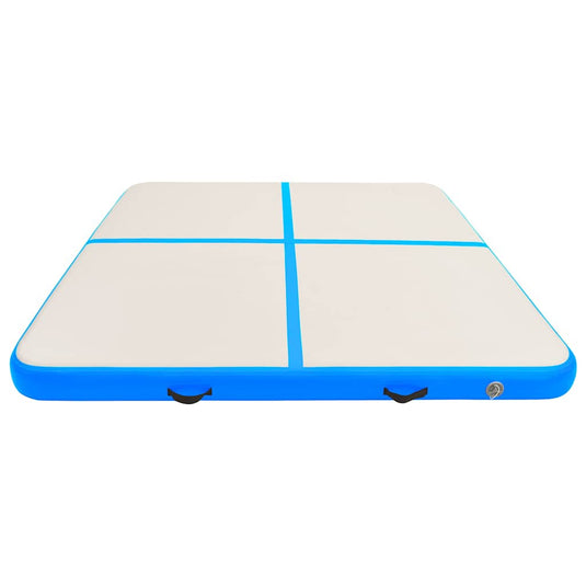 Vidaxl gymnastiekmat met pomp opblaasbaar 200x200x20 cm pvc blauw