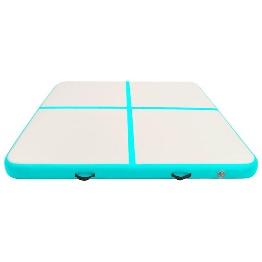 Vidaxl gymnastiekmat met pomp opblaasbaar 200x200x20 cm pvc groen