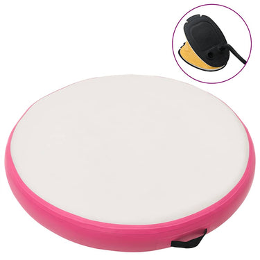 Vidaxl gymnastiekmat met pomp opblaasbaar 100x100x10 cm pvc roze