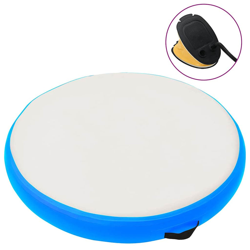 Afbeelding laden in galerijviewer, Vidaxl gymnastiekmat met pomp opblaasbaar 100x100x10 cm pvc blauw
