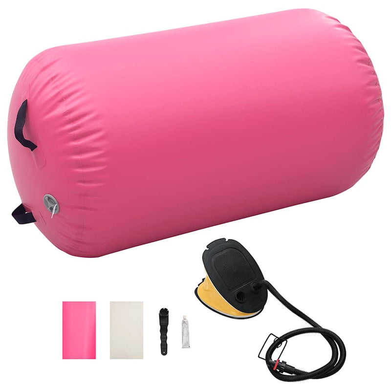 Afbeelding laden in galerijviewer, Vidaxl gymnastiekrol met pomp opblaasbaar 100x60 cm pvc roze

