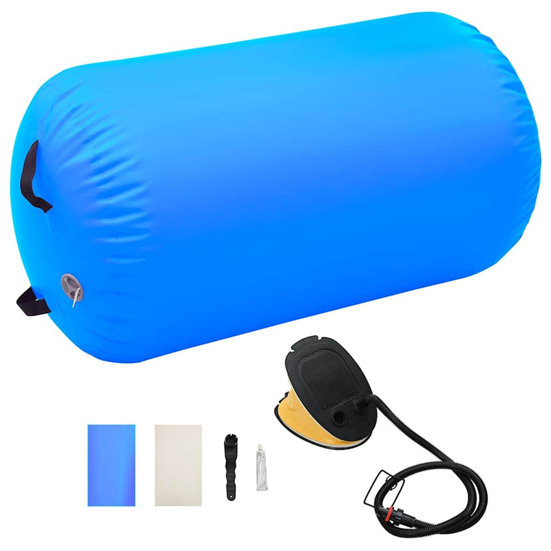 Afbeelding laden in galerijviewer, Vidaxl gymnastiekrol met pomp opblaasbaar 100x60 cm pvc blauw
