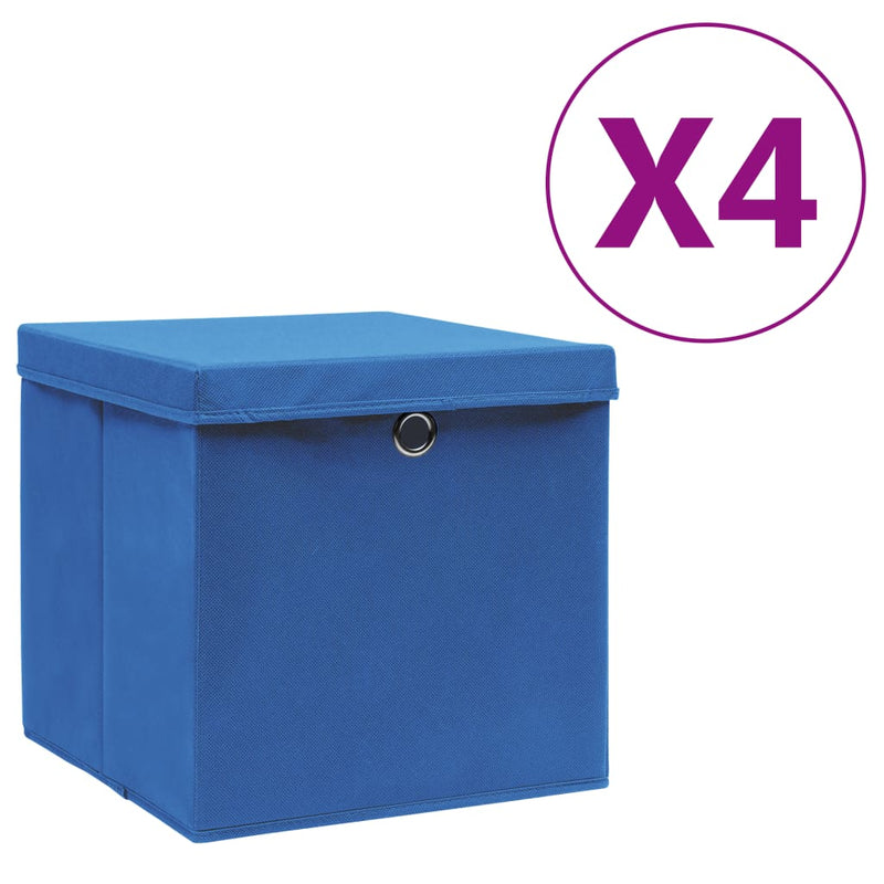 Afbeelding laden in galerijviewer, Vidaxl opbergboxen met deksel 4 st 28x28x28 cm blauw
