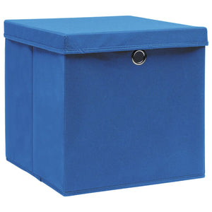 Vidaxl opbergboxen met deksel 4 st 28x28x28 cm blauw