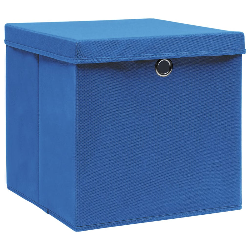 Afbeelding laden in galerijviewer, Vidaxl opbergboxen met deksel 4 st 28x28x28 cm blauw
