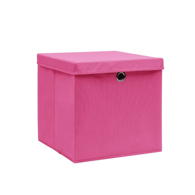 Afbeelding laden in galerijviewer, Vidaxl opbergboxen met deksel 10 st 28x28x28 cm roze
