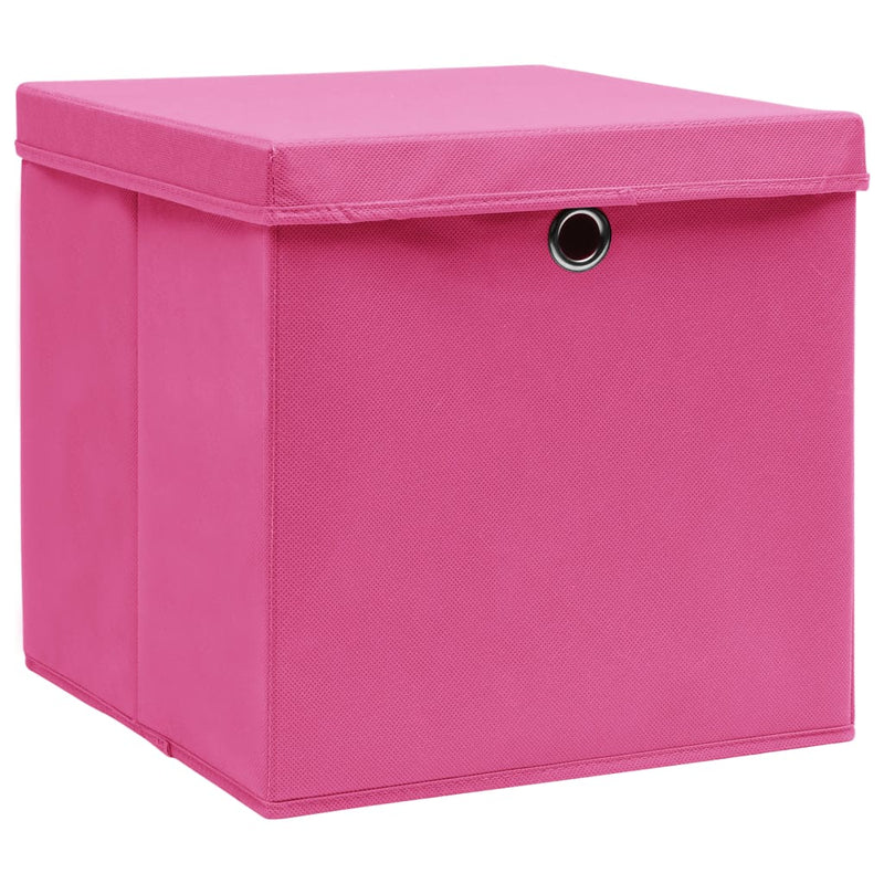 Afbeelding laden in galerijviewer, Vidaxl opbergboxen met deksel 10 st 28x28x28 cm roze
