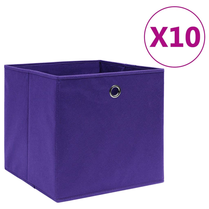 Afbeelding laden in galerijviewer, Vidaxl opbergboxen 10 st 28x28x28 cm nonwoven stof paars
