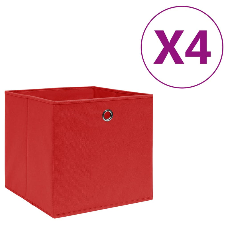 Afbeelding laden in galerijviewer, Vidaxl opbergboxen 4 st 28x28x28 cm nonwoven stof rood
