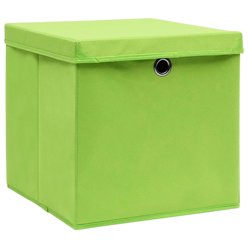 Afbeelding laden in galerijviewer, Vidaxl opbergboxen met deksel 4 st 28x28x28 cm groen
