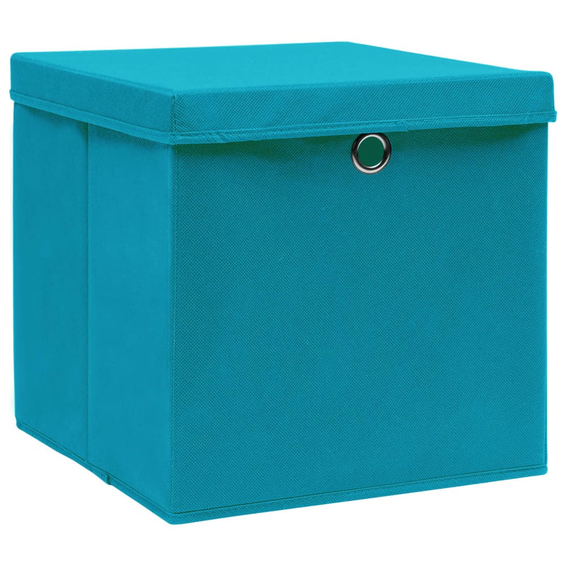 Afbeelding laden in galerijviewer, Vidaxl opbergboxen met deksel 10 st 28x28x28 cm babyblauw
