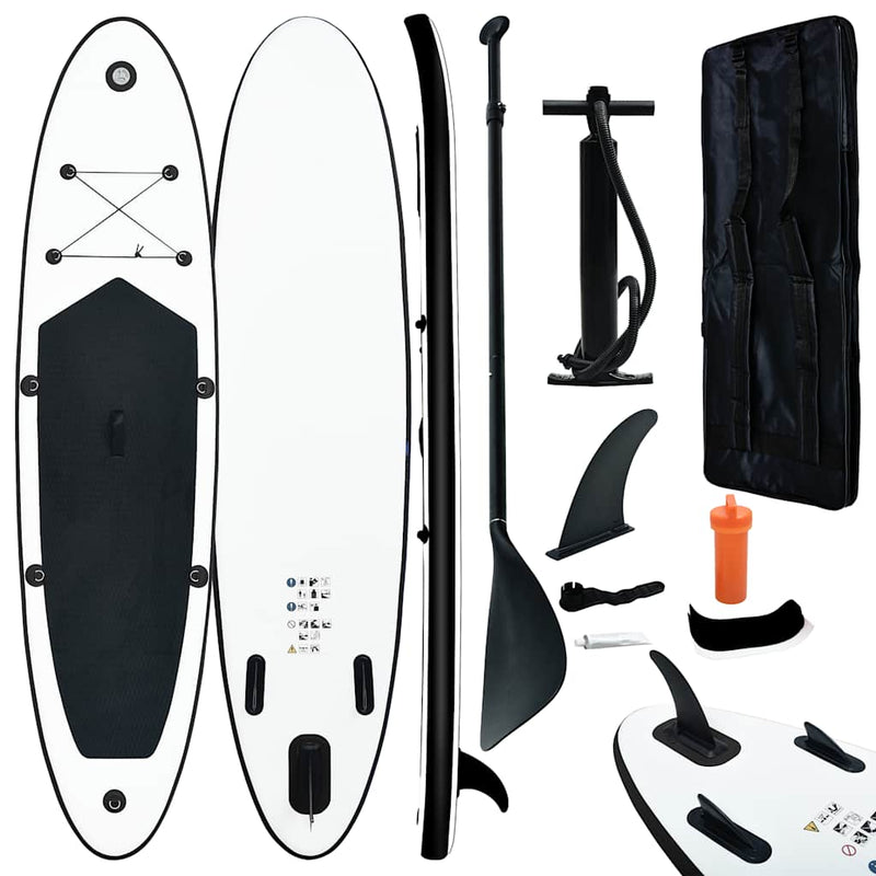 Afbeelding laden in galerijviewer, Vidaxl stand-up paddleboard opblaasbaar zwart en wit
