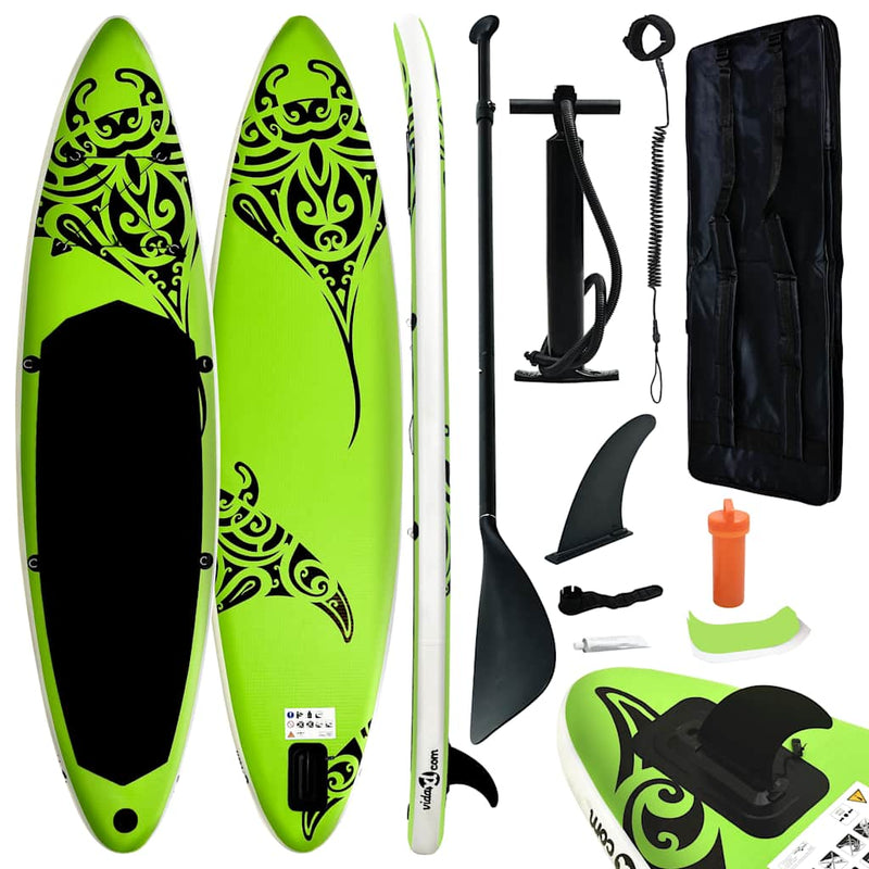 Afbeelding laden in galerijviewer, Vidaxl stand up paddleboardset opblaasbaar 366x76x15 cm groen
