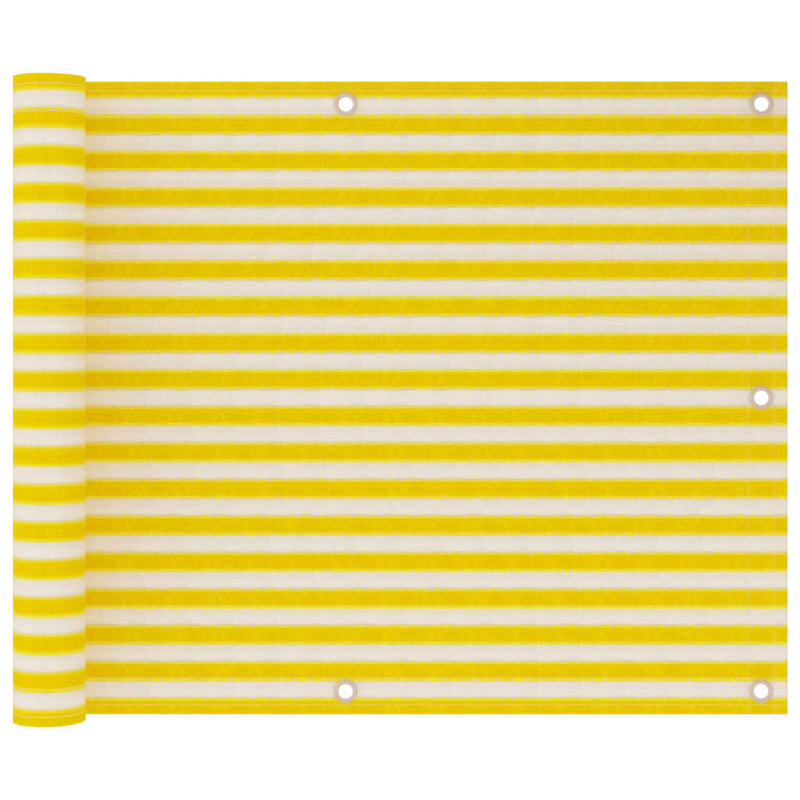 Afbeelding laden in galerijviewer, VidaXL Balkonscherm 75x300 cm HDPE geel en wit
