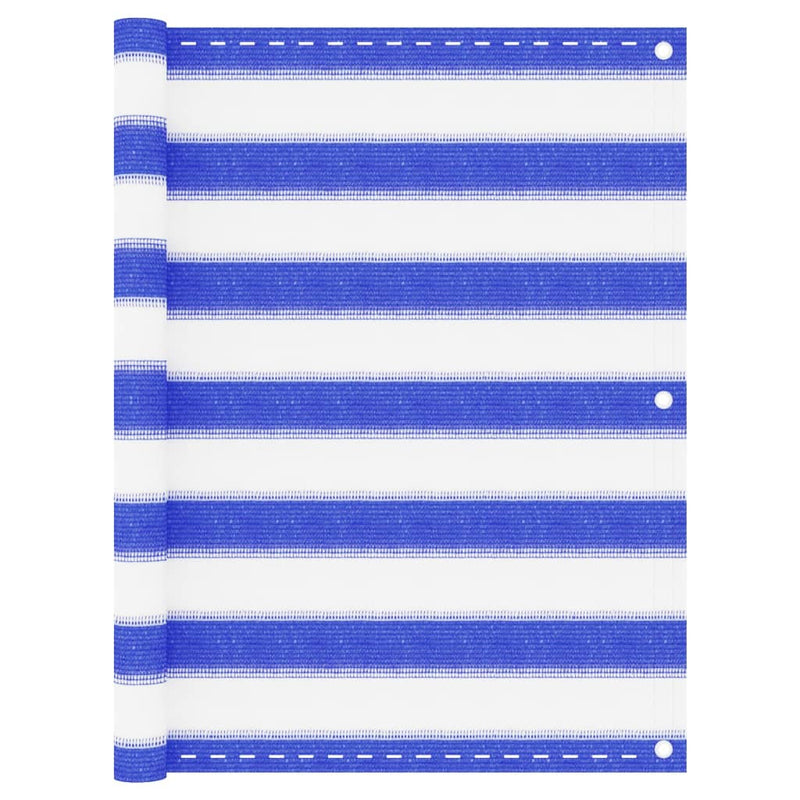 Afbeelding laden in galerijviewer, Vidaxl balkonscherm 75x400 cm hdpe blauw en wit
