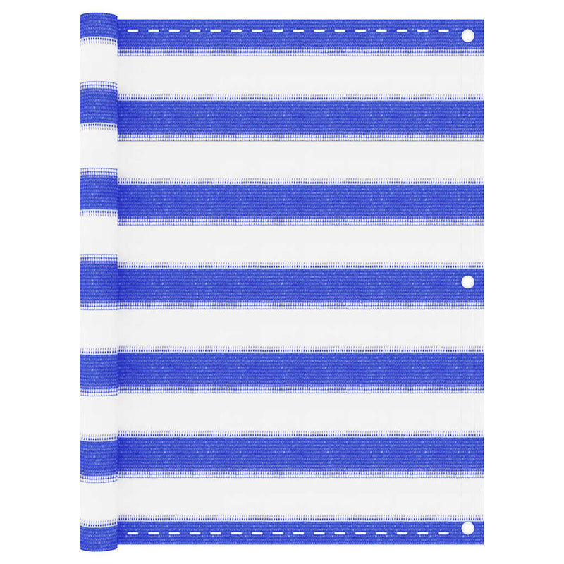 Afbeelding laden in galerijviewer, Vidaxl balkonscherm 75x500 cm hdpe blauw en wit
