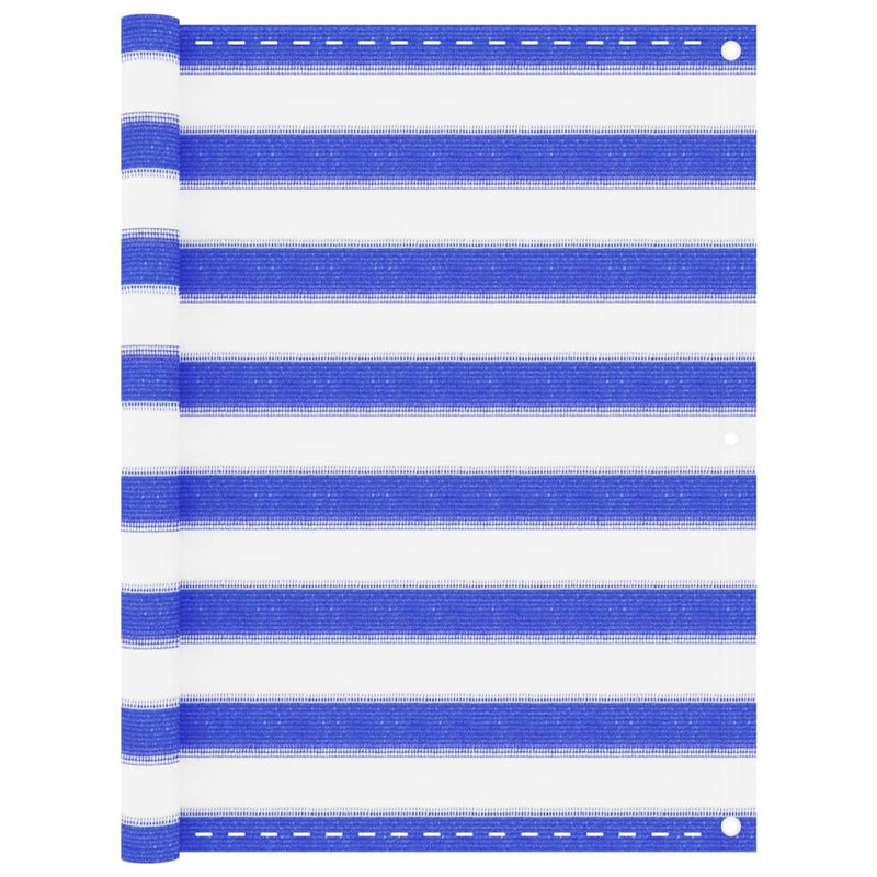 Afbeelding laden in galerijviewer, Vidaxl balkonscherm 90x500 cm hdpe blauw en wit
