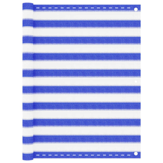 Vidaxl balkonscherm 120x300 cm hdpe blauw en wit
