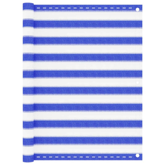 Vidaxl balkonscherm 120x500 cm hdpe blauw en wit