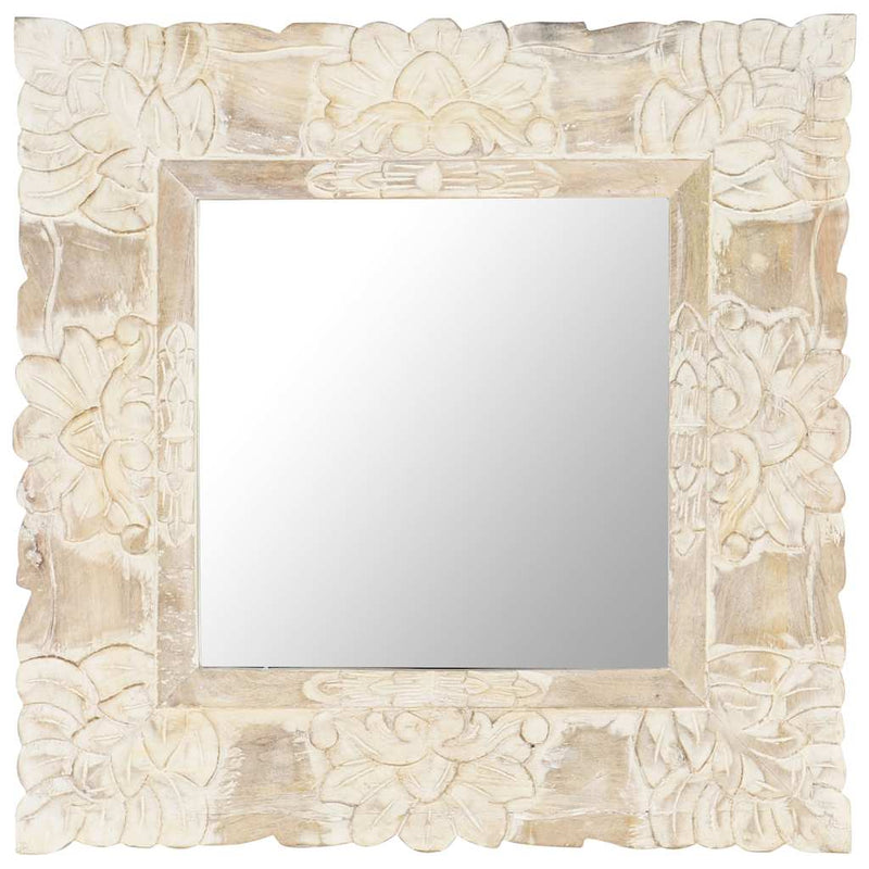 Afbeelding laden in galerijviewer, Vidaxl spiegel 50x50 cm massief mangohout wit
