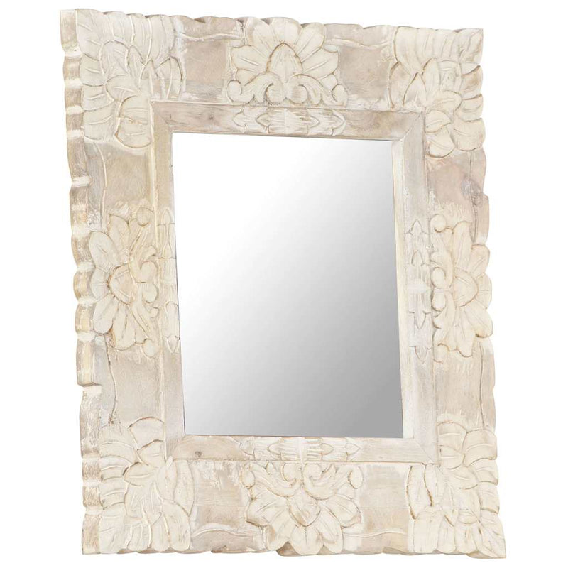 Afbeelding laden in galerijviewer, Vidaxl spiegel 50x50 cm massief mangohout wit
