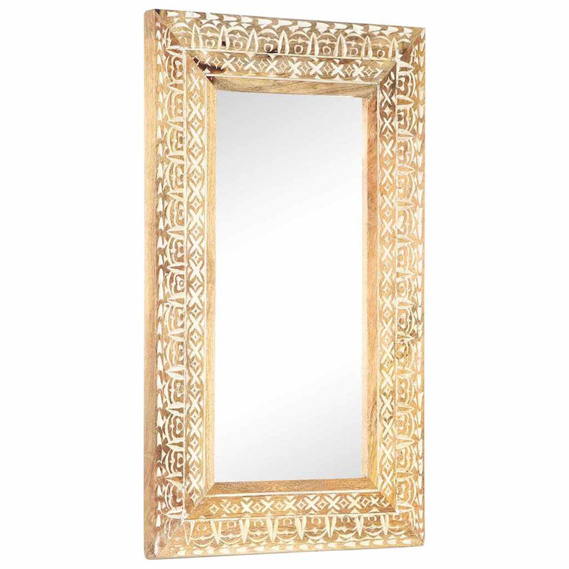 Afbeelding laden in galerijviewer, Vidaxl spiegel handgesneden 80x50x2,6 cm massief mangohout
