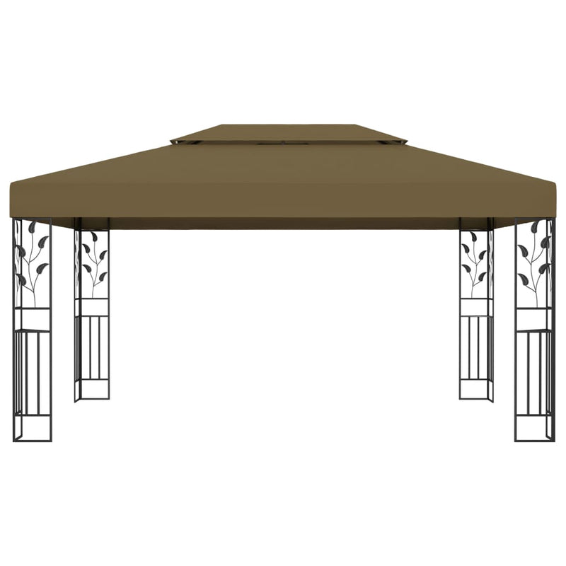 Afbeelding laden in galerijviewer, VidaXL Prieel met dubbel dak 180 g m² 3x4 m taupe
