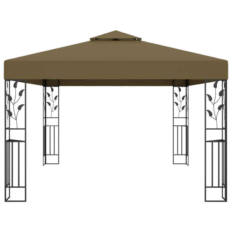 Afbeelding laden in galerijviewer, VidaXL Prieel met dubbel dak 180 g m² 3x4 m taupe
