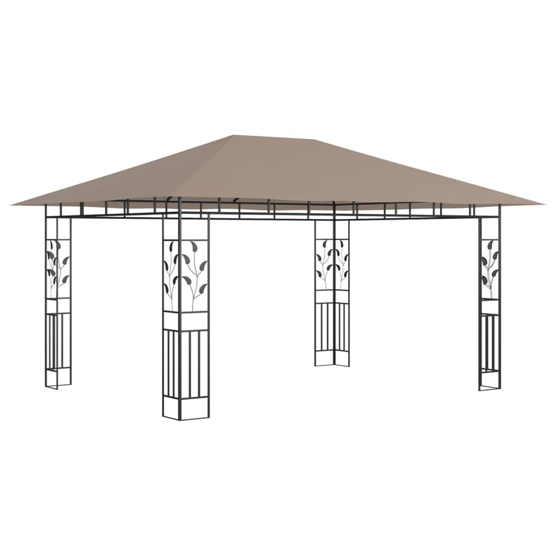 Afbeelding laden in galerijviewer, VidaXL Prieel met klamboe 180 g m² 4x3x2,73 m taupe
