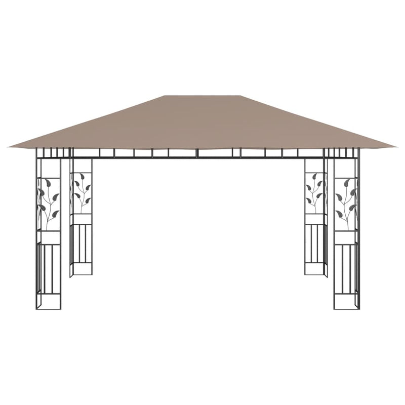 Afbeelding laden in galerijviewer, VidaXL Prieel met klamboe 180 g m² 4x3x2,73 m taupe
