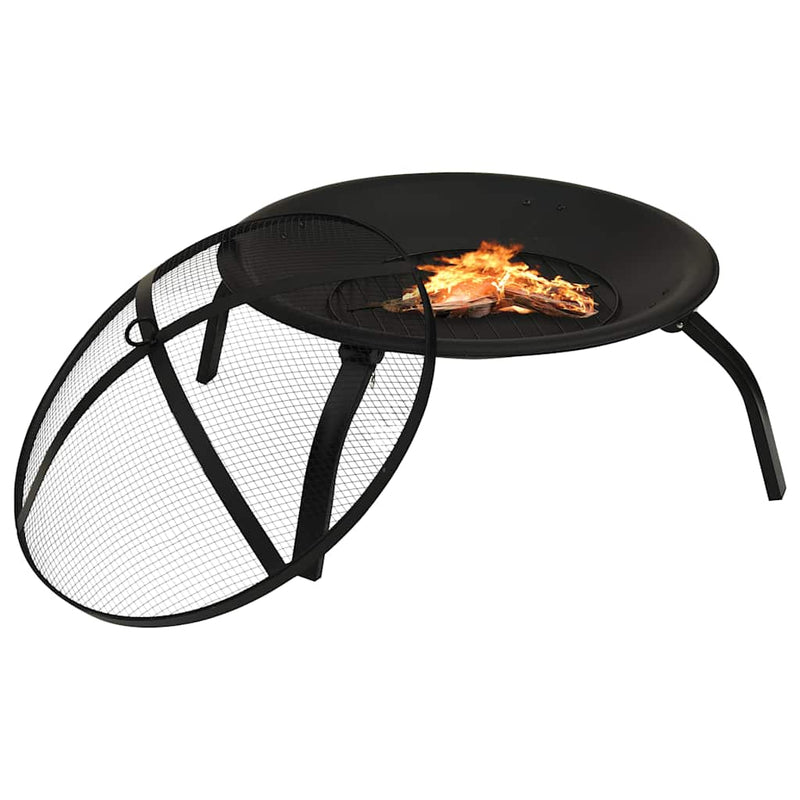 Afbeelding laden in galerijviewer, Vidaxl vuurschaal en barbecue 2-in-1 met pook 56x56x49 cm staal
