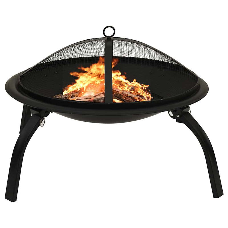 Afbeelding laden in galerijviewer, Vidaxl vuurschaal en barbecue 2-in-1 met pook 56x56x49 cm staal
