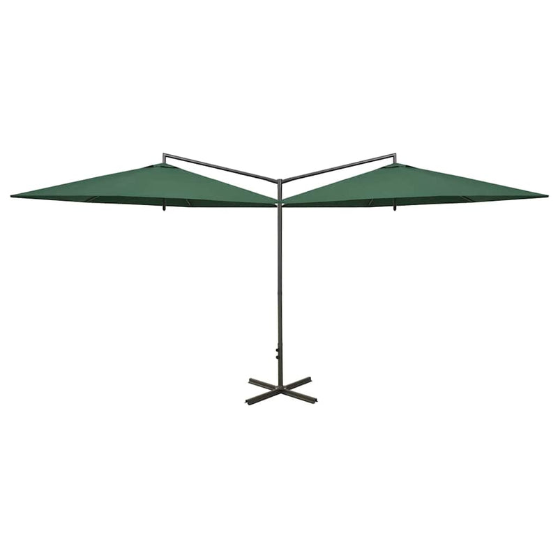 Afbeelding laden in galerijviewer, Vidaxl parasol dubbel met stalen paal 600 cm groen
