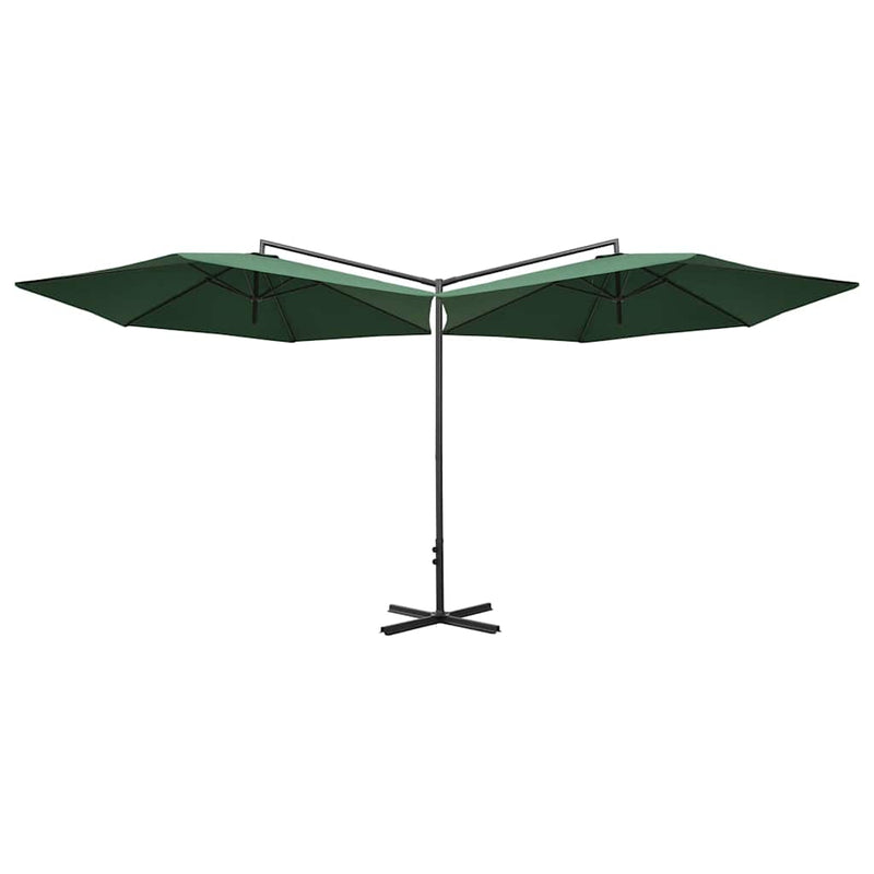 Afbeelding laden in galerijviewer, Vidaxl parasol dubbel met stalen paal 600 cm groen
