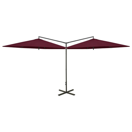 Vidaxl parasol dubbel met stalen paal 600 cm bordeauxrood