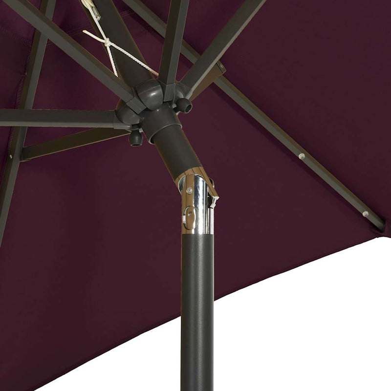 Afbeelding laden in galerijviewer, Vidaxl parasol met led-verlichting 200x211 cm aluminium bordeauxrood
