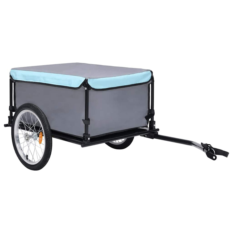 Afbeelding laden in galerijviewer, Vidaxl fietstrailer 65 kg grijs en blauw
