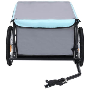 Vidaxl fietstrailer 65 kg grijs en blauw