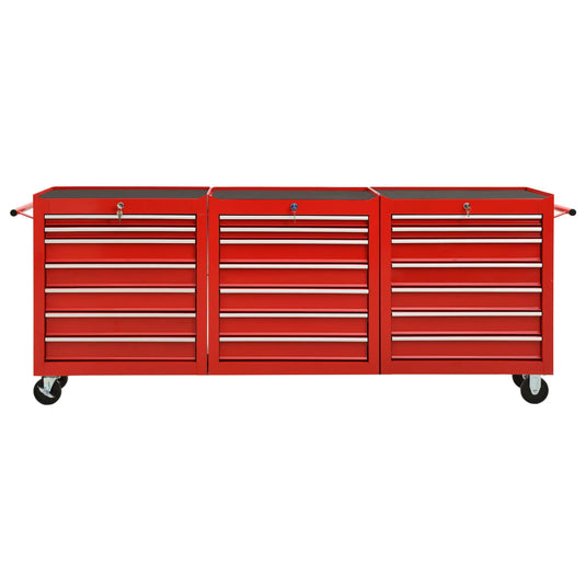VidaXL Gereedschapswagen met 21 lades staal rood