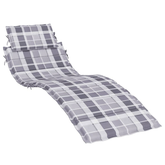 Vidaxl ligbedkussen 186x58x4 cm oxford stof ruitpatroon grijs