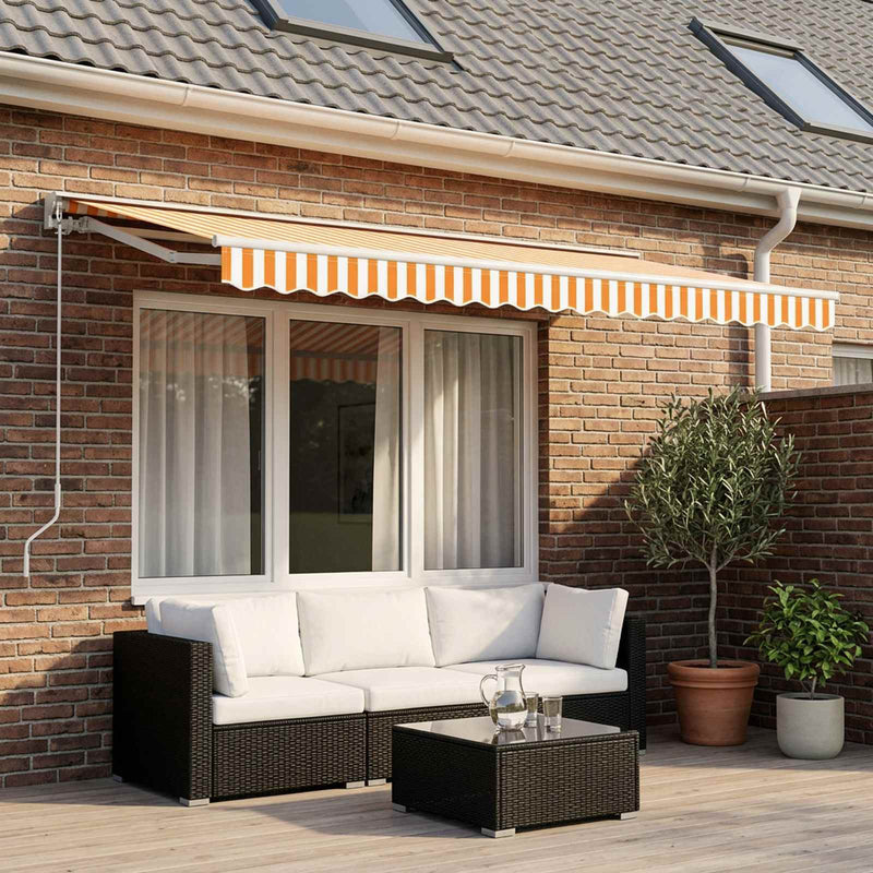 Afbeelding laden in galerijviewer, Vidaxl vervangingsdoek voor luifel 400x350 cm polyester geel en wit
