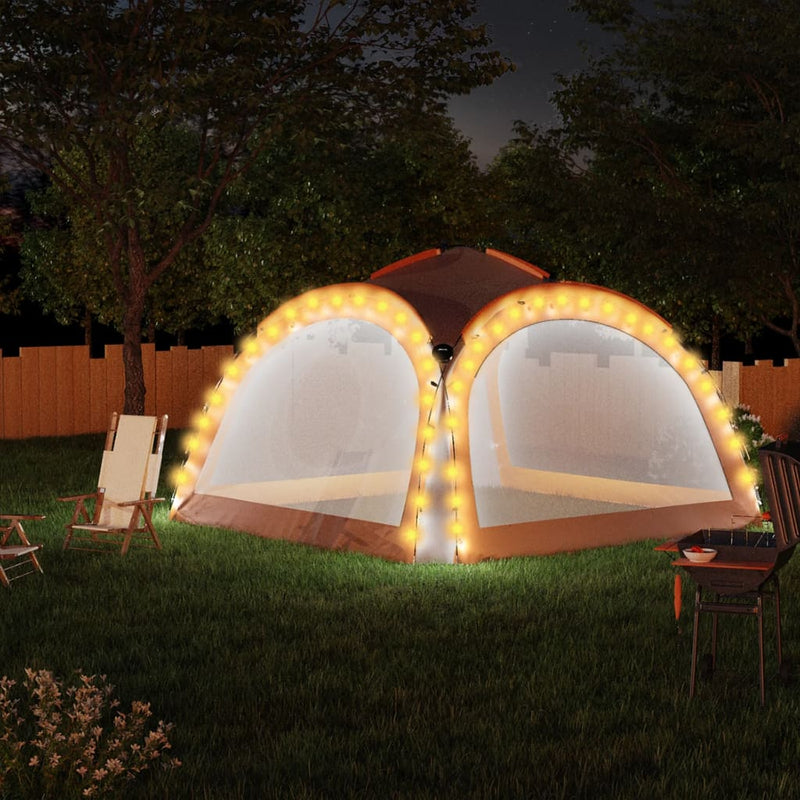 Afbeelding laden in galerijviewer, Vidaxl partytent met led en 4 zijwanden 3,6x3,6x2,3 m grijs en oranje
