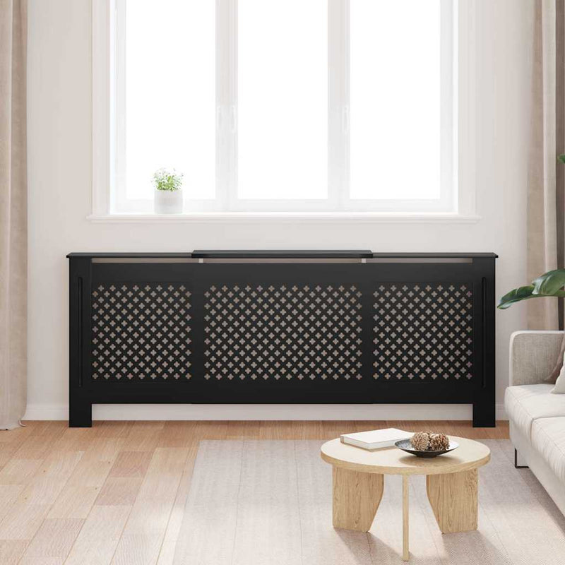 Afbeelding laden in galerijviewer, Vidaxl radiatorombouw 205 cm mdf zwart
