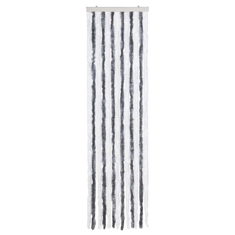 Afbeelding laden in galerijviewer, Vidaxl vliegengordijn 56x200 cm chenille grijs en wit
