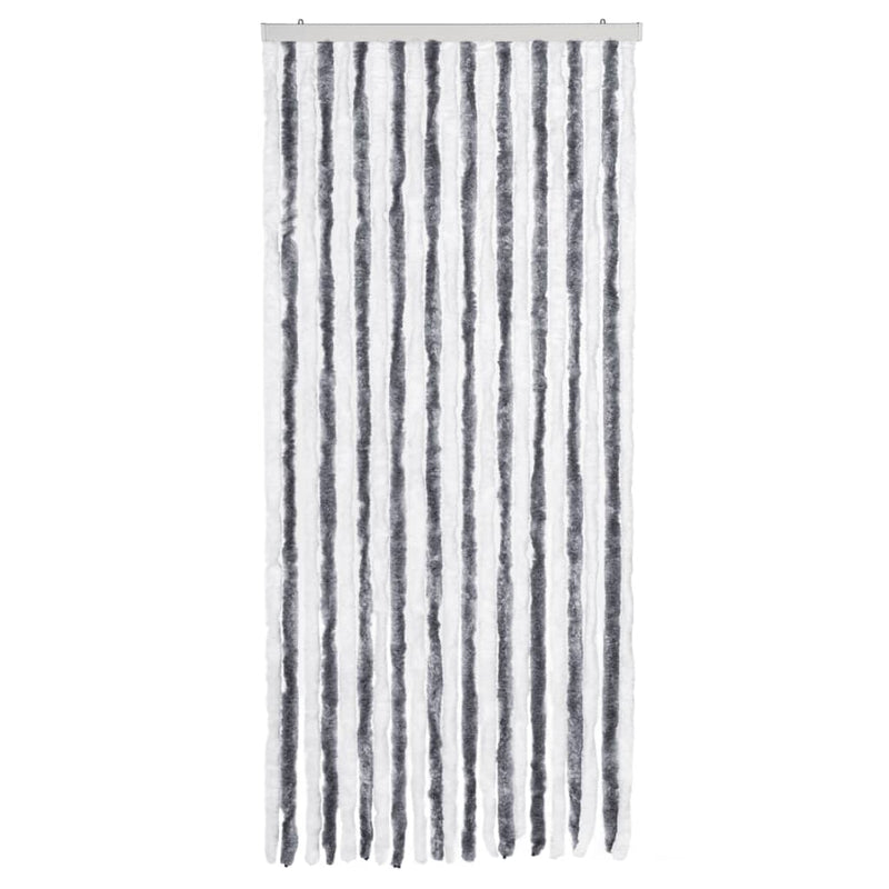 Afbeelding laden in galerijviewer, Vidaxl vliegengordijn 90x200 cm chenille grijs en wit

