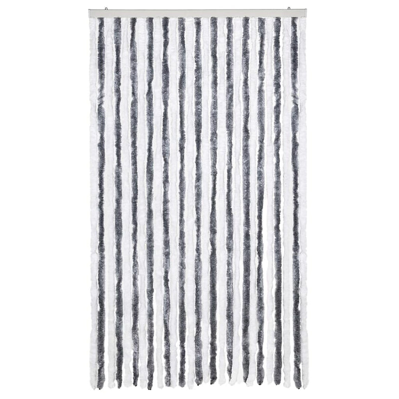 Afbeelding laden in galerijviewer, Vidaxl vliegengordijn 118x220 cm chenille grijs en wit
